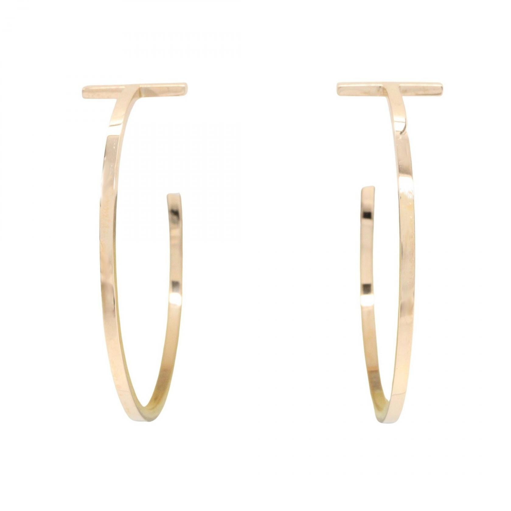 ティファニー TIFFANY&CO Tワイヤー フープ ピアス ラージ ピアス ジュエリー K18PG(ピンクゴールド) レディース ゴールド系 67789962 【中古】