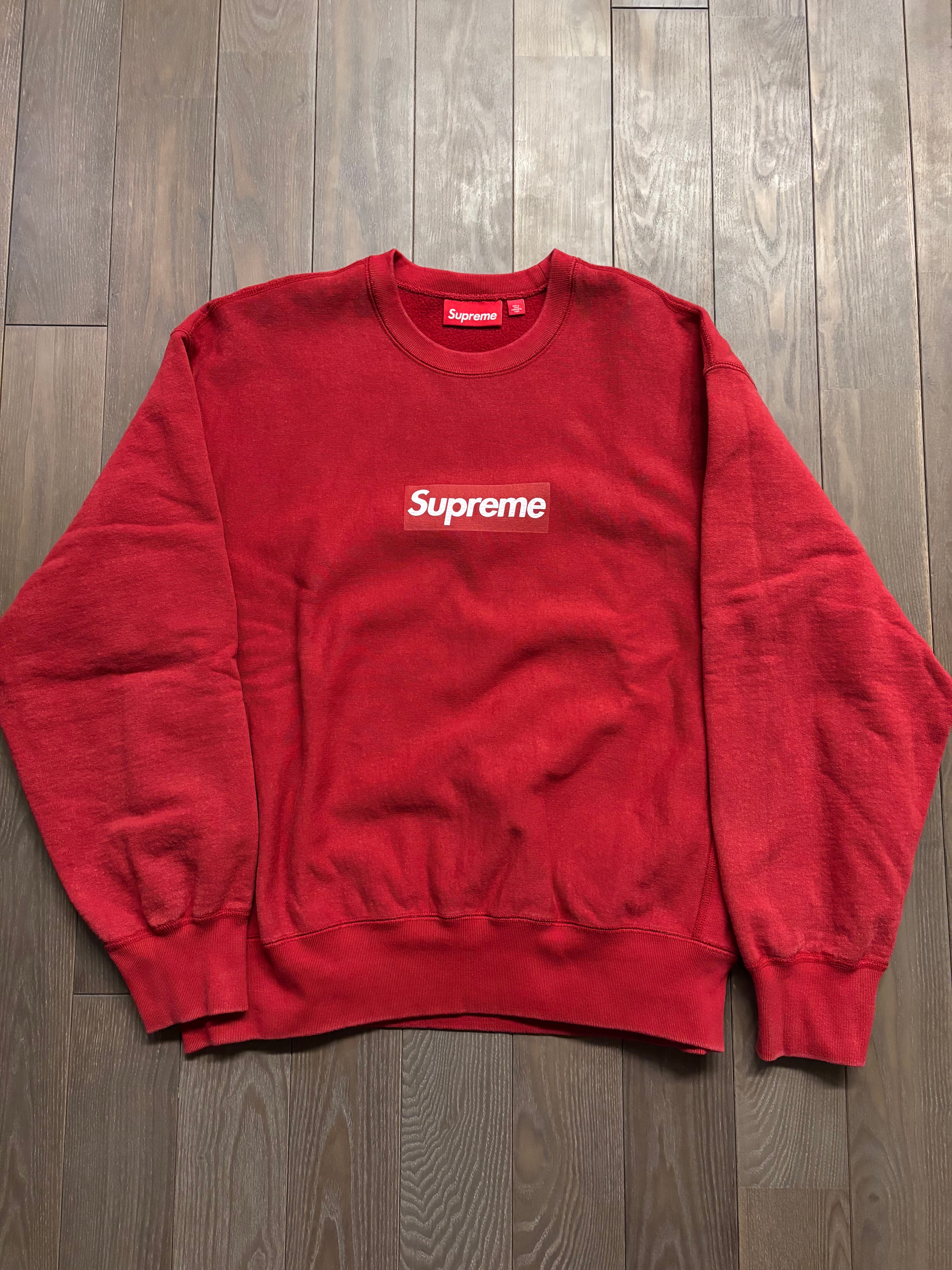 Supreme Washed Box Logo Crewneck "Red"