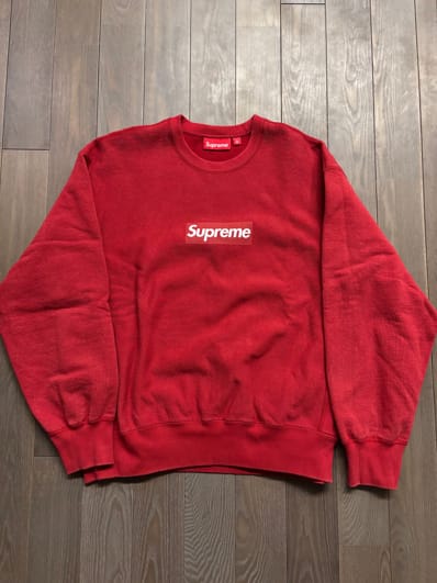Supreme Washed Box Logo Crewneck "Red"