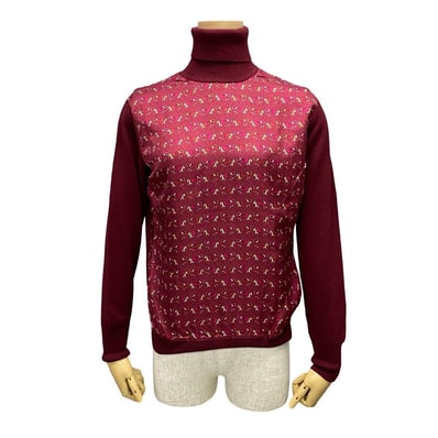 HERMES エルメス 馬柄 シルク ウール 切り替え タートルネック シルク ウール セーター
35817