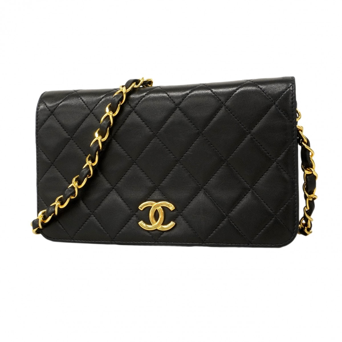 【6da0009-k】シャネル ショルダーバッグ ミニマトラッセ チェーンショルダー ラムスキン ブラック ゴールド金具【中古】レディース