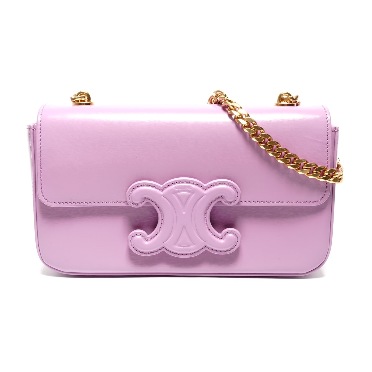 セリーヌ CELINE トリオンフ チェーンショルダーバッグ シャイニーカーフスキン ショルダーバッグ【中古】