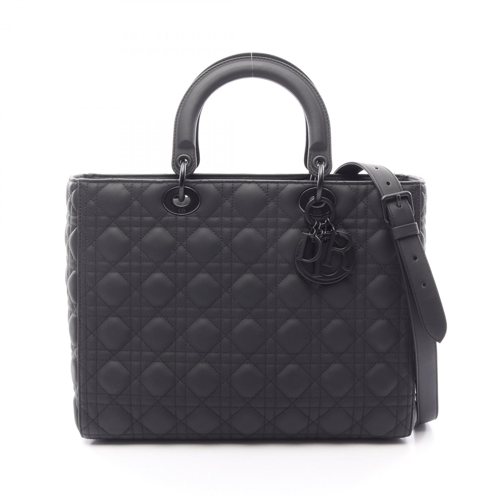 ディオール Dior レディディオール ラージ 2WAY ハンドバッグ バッグ レザー レディース ブラック系 【中古】