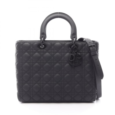 ディオール Dior レディディオール ラージ 2WAY ハンドバッグ バッグ レザー レディース ブラック系 【中古】