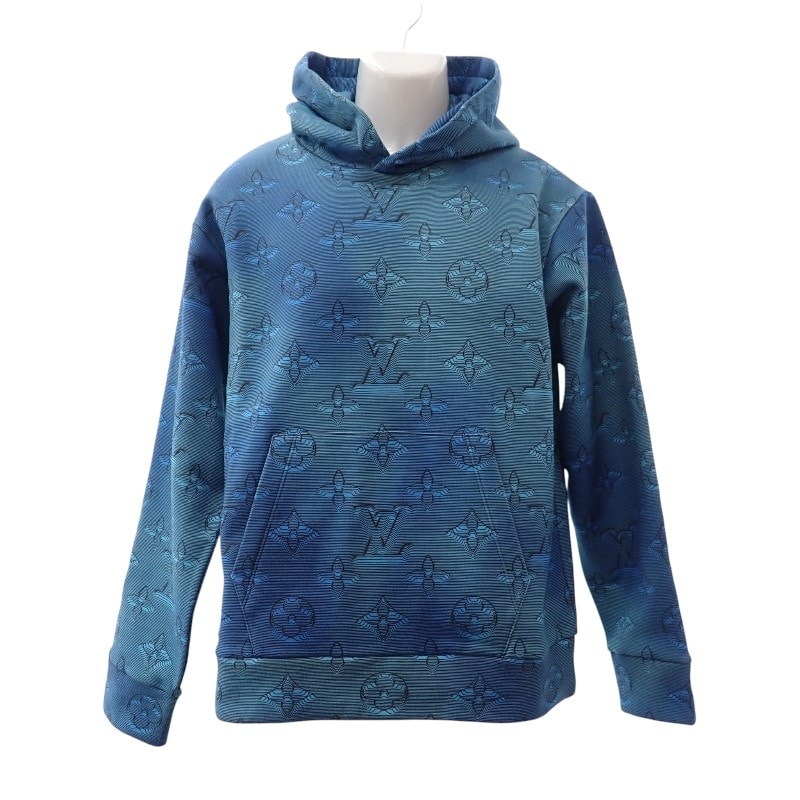 ルイヴィトン LOUIS VUITTON 3D モノグラム プリンテッドオールオーバーフーディ M 1AA4IN パーカー コットン ブルー メンズ【中古】【Aランク】