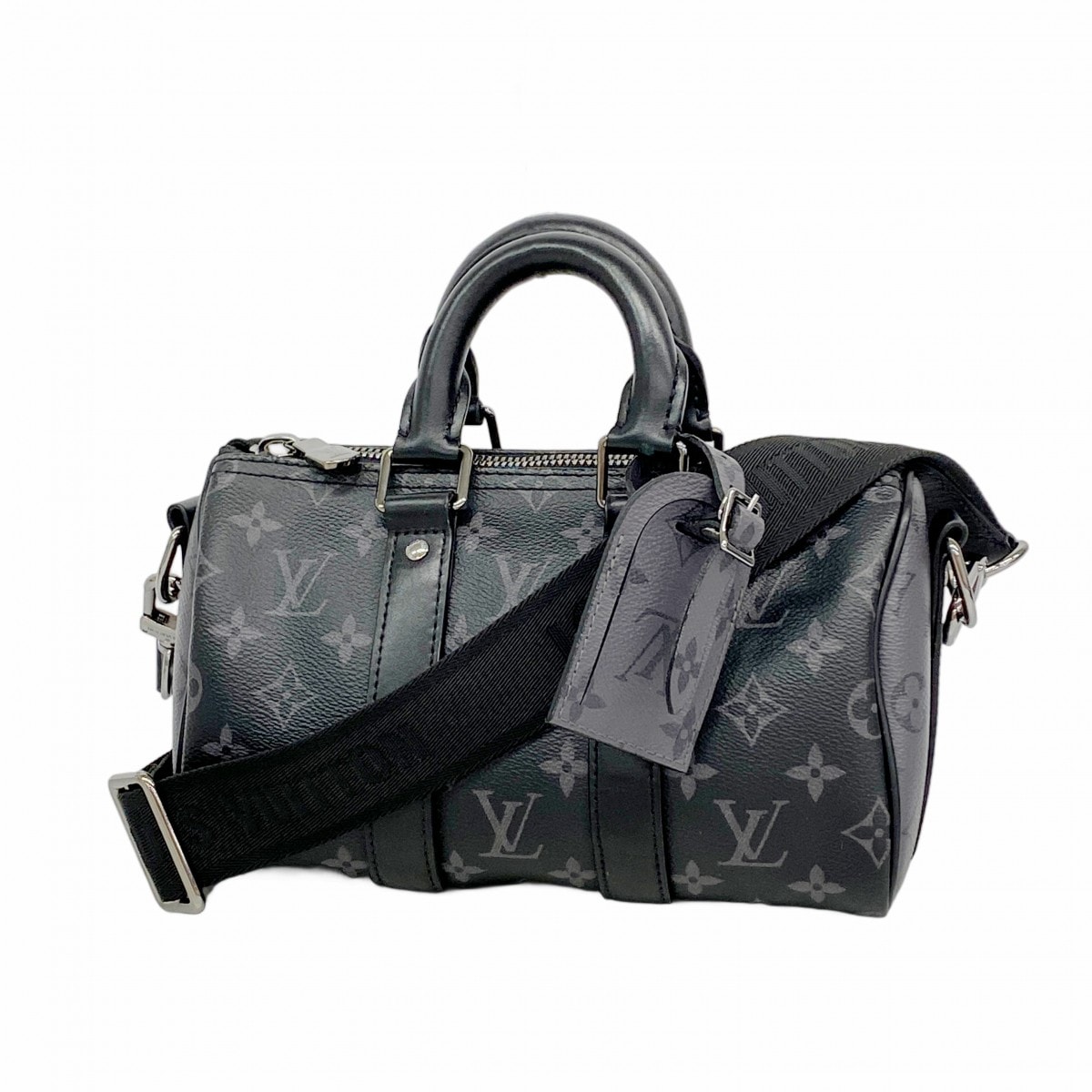 【6de5567】ルイヴィトン ハンドバッグ モノグラム・エクリプス リバース キーポルバンドリエール25 M46271 ブラック グレー 2wayバッグ【中古】メンズ