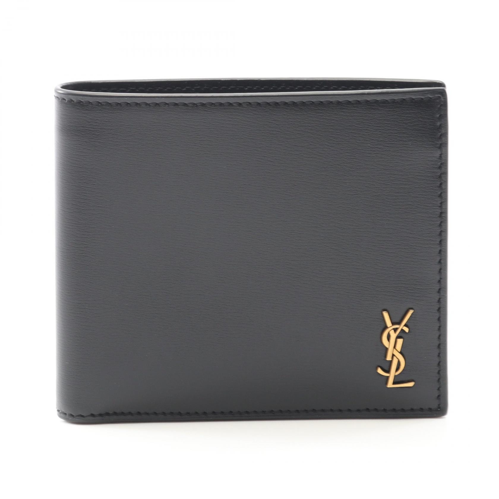サンローランパリ SAINT LAURENT PARIS タイニー カサンドラ 二つ折り財布 財布 レザー メンズ ブラック系 60772702G0W1000 【新品】