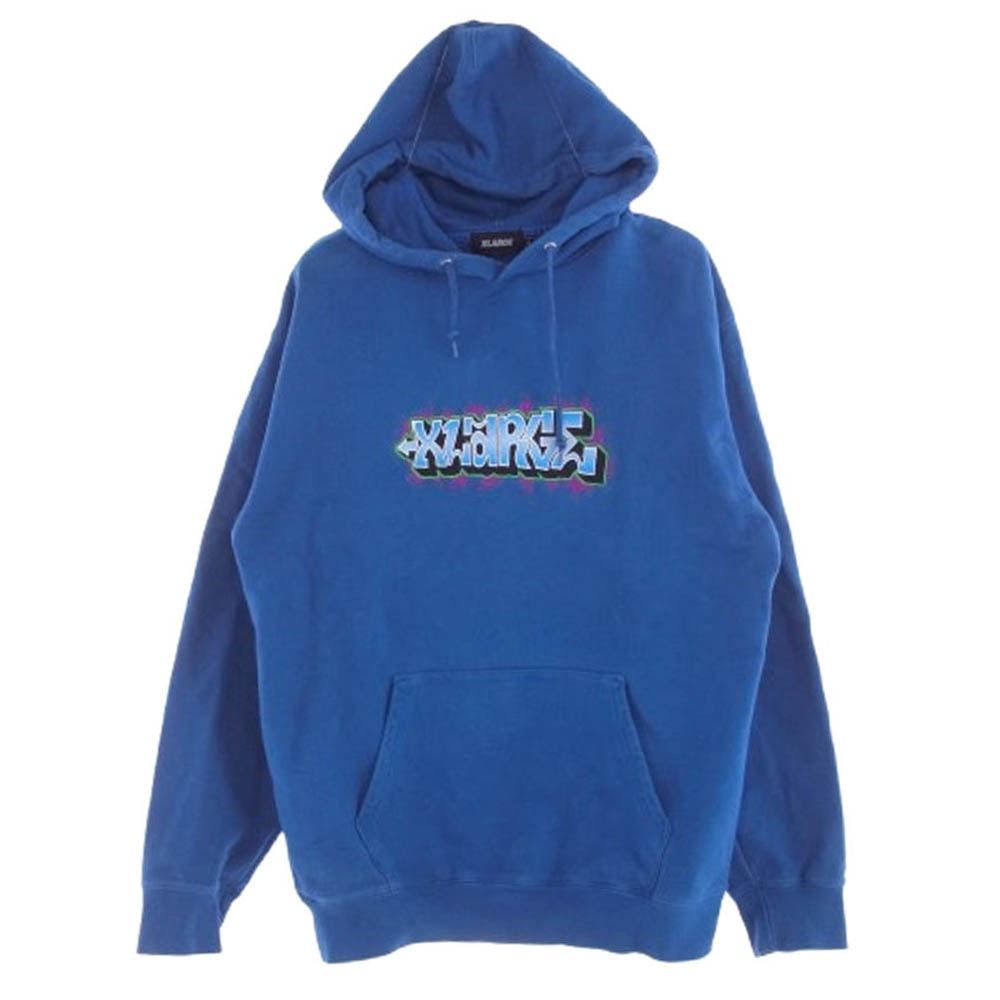XLARGE エクストララージ パーカー 101203012019 EMBROIDERY GRAFFITI HOODED SWEAT プルオーバー フード スウェット パーカー ブルー系 XL【中古】