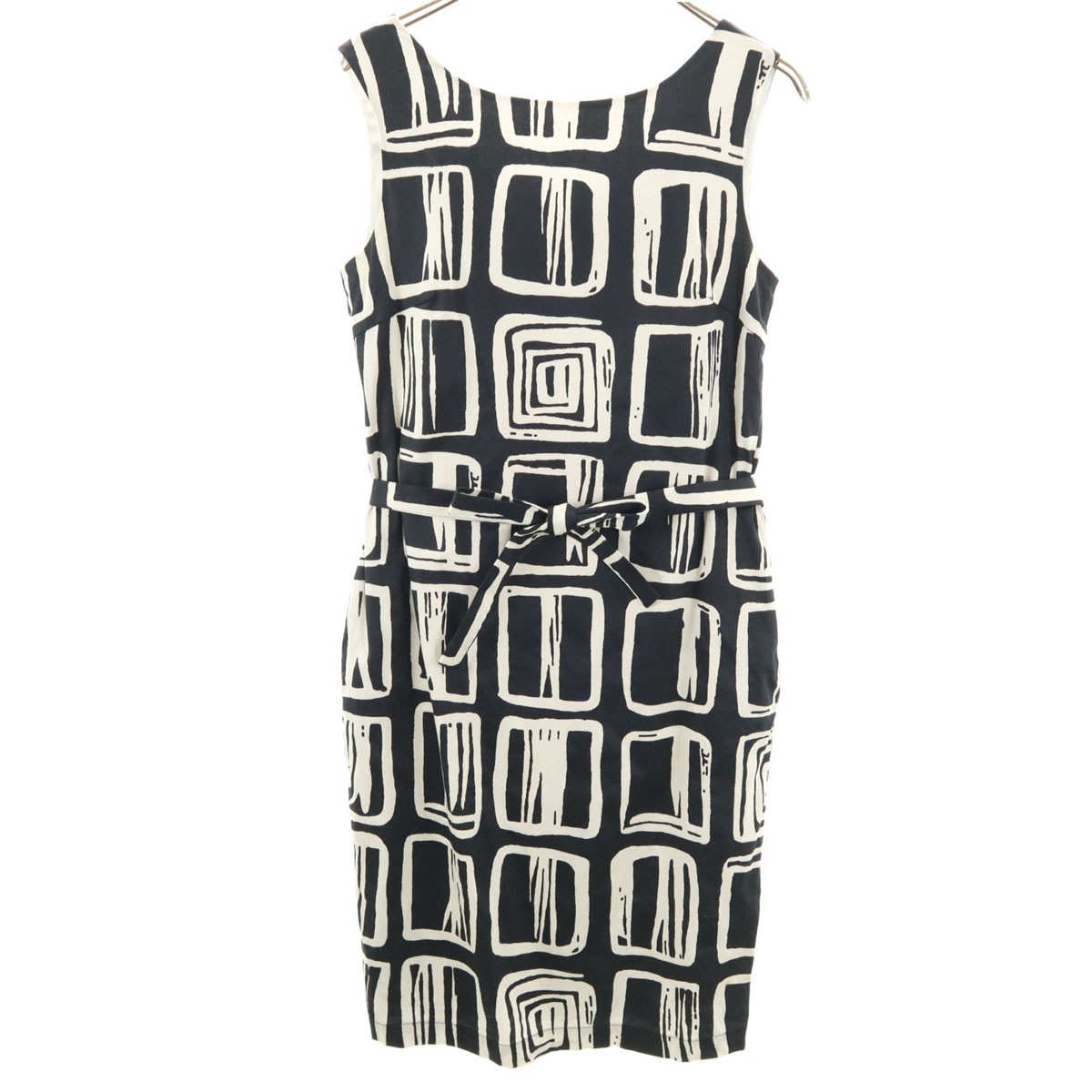 marimekko マリメッコ 総柄 ノースリーブ ワンピース 36 ブラック系
