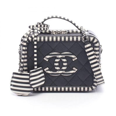 シャネル CHANEL CCフィグリー スモール バニティバッグ 2WAY ショルダーバッグ バッグ レザー レディース ブラック系 / ホワイト系 A93342 【中古】