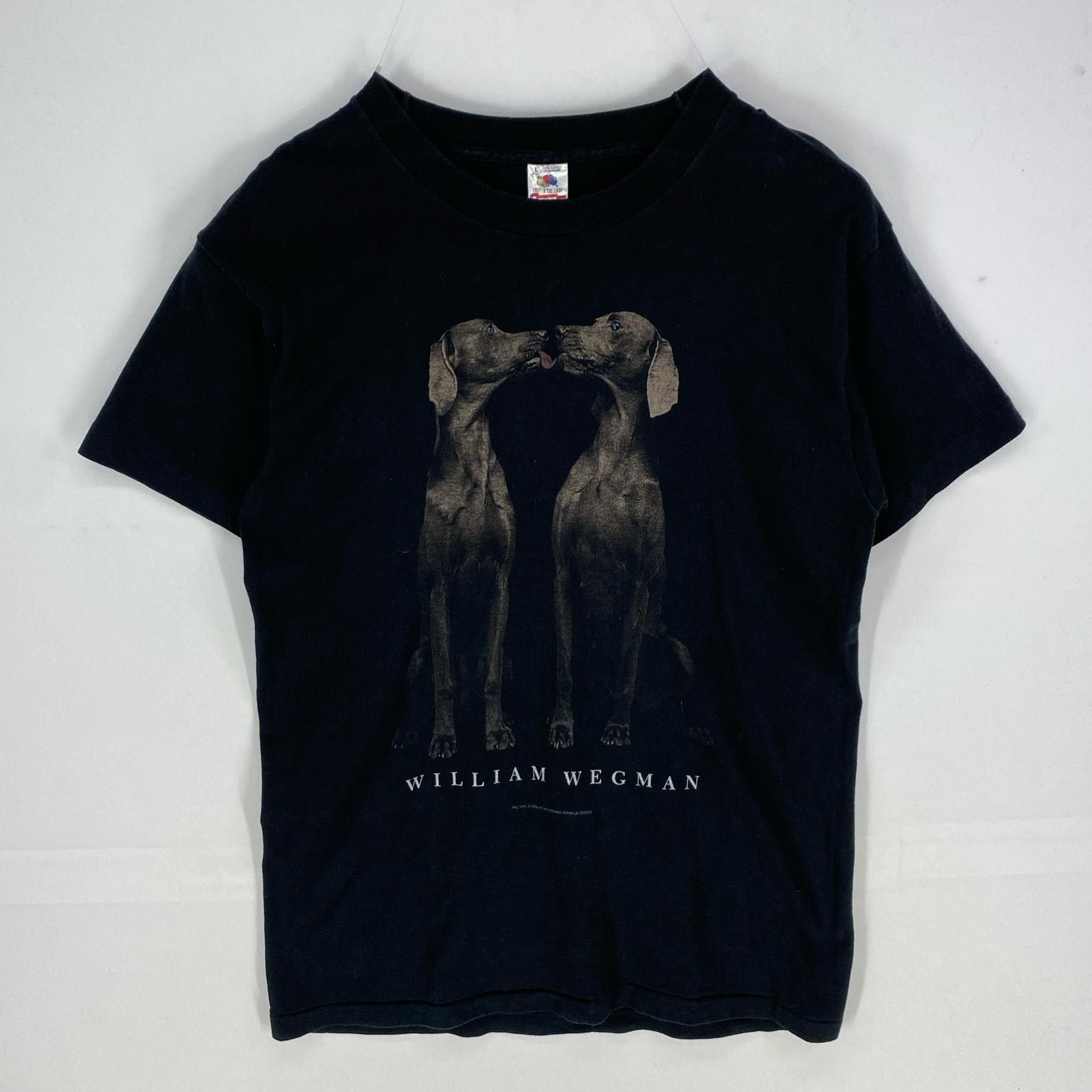 古着 90's/90年代 フルーツオブザルーム FRUIT OF THE LOOM USA製 半袖Tシャツ ウィリアム・ウェグマン L  ブラック系 プリント メンズ