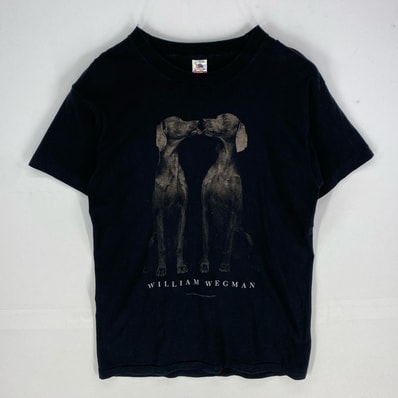 古着 90's/90年代 フルーツオブザルーム FRUIT OF THE LOOM USA製 半袖Tシャツ ウィリアム・ウェグマン L ブラック系 プリント メンズ