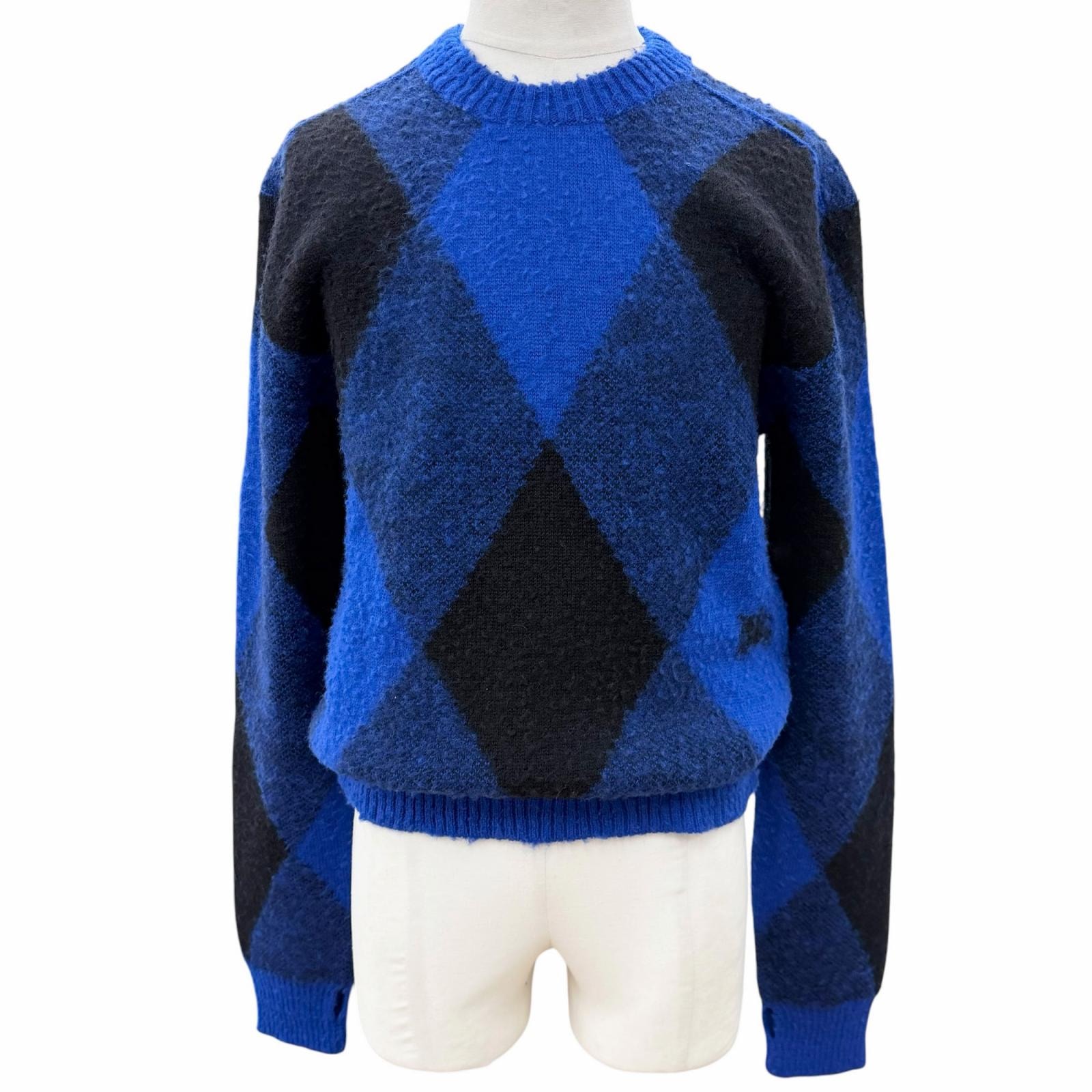 未使用品 バーバリー セーター Argyle Check EKD ブルー メンズ S 8078750