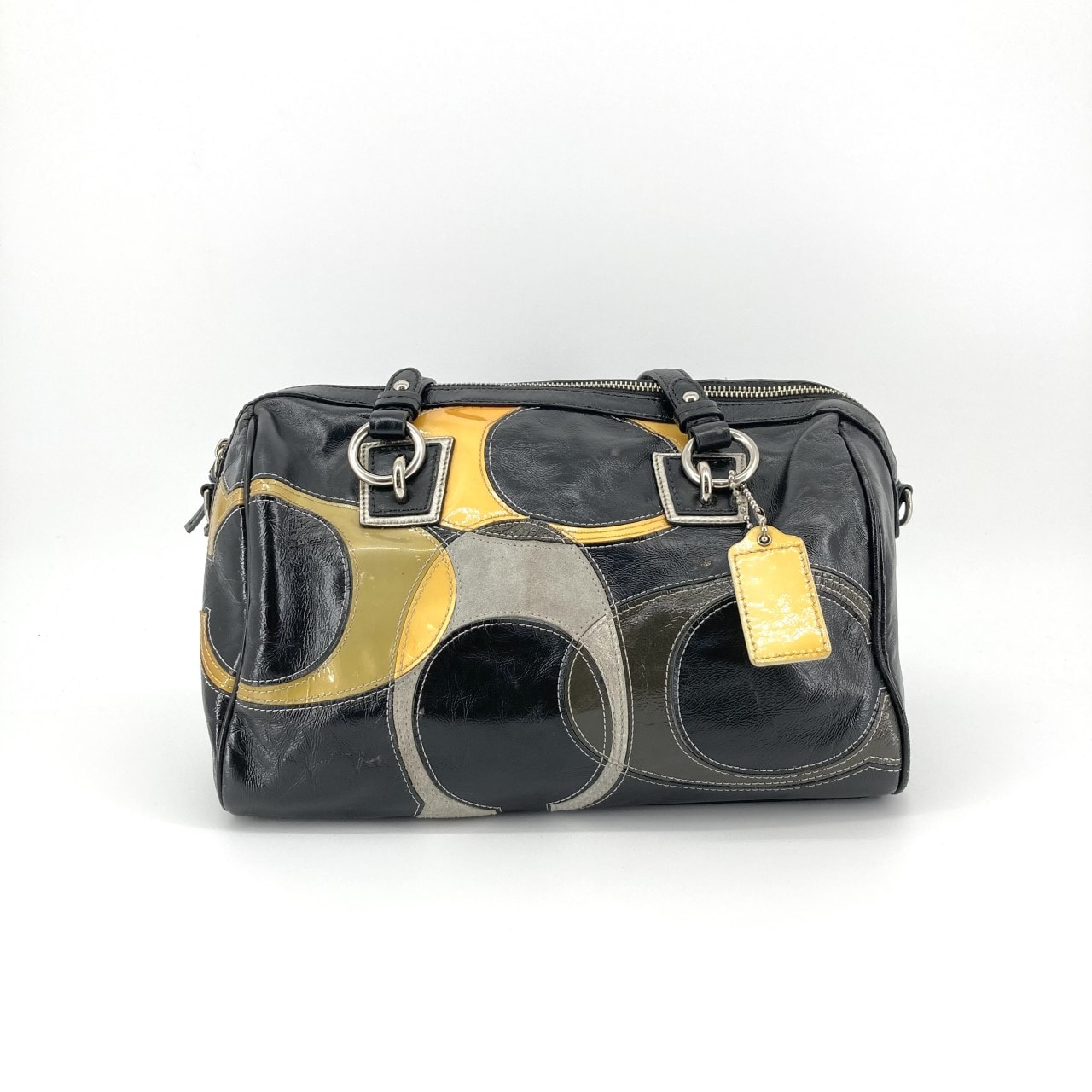 COACH(コーチ) パッチワーク レザー F17186 ボストンバッグ ブラック×イエロー