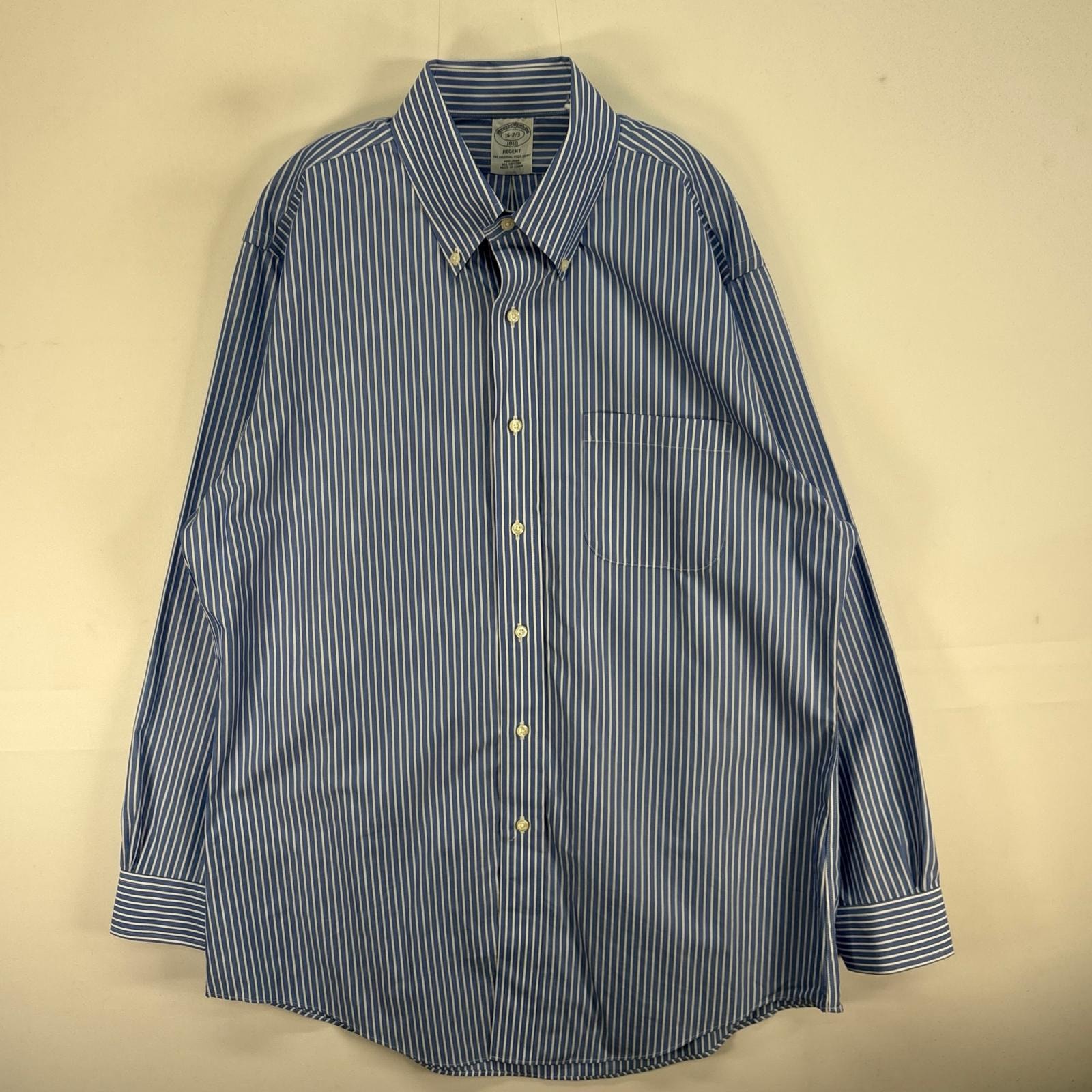 古着 ブルックスブラザーズ Brooks Brothers 長袖シャツ REGENT 1818 胸ポケ L  ブルー系 ストライプ メンズ