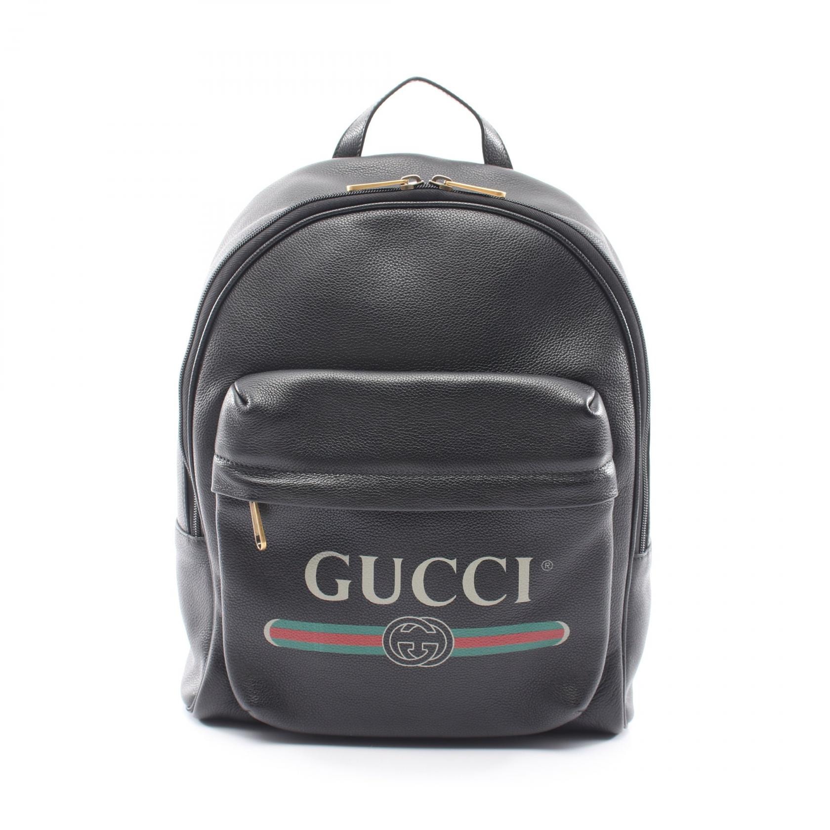 グッチ GUCCI シェリーライン リュックサック バックパック バッグ レザー メンズ レディース ブラック系 547834 【中古】