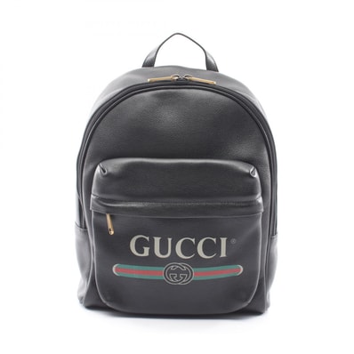 グッチ GUCCI シェリーライン リュックサック バックパック バッグ レザー メンズ レディース ブラック系 547834 【中古】