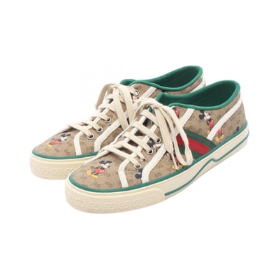 グッチ GUCCI GUCCI × Disney テニス1977 ミッキーマウス スニーカー 靴 キャンバス メンズ ベージュ系 / グリーン系 / マルチカラー 【中古】