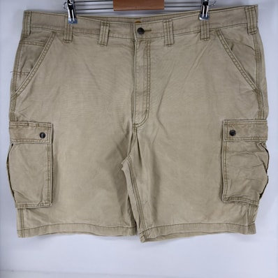 古着 カーハート Carhartt ダック パンツ ショート カーゴ ワンポイントロゴ サイドポケット 大きいサイズ w44 ベージュ系 メンズ