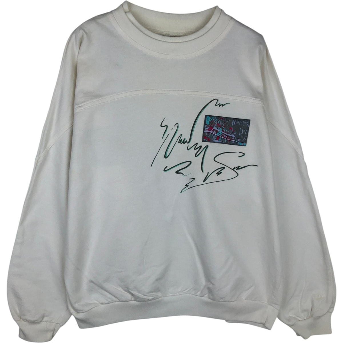 古着 80年代 アディダス adidas トレフォイルロゴ プリントスウェットシャツ トレーナー メンズL相当 ヴィンテージ/eaa619435