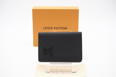 美品 LOUIS VUITTON ルイ・ヴィトン アエログラム オーガナイザードゥポッシュ M69979 カードケース ブラック カーフレザー メンズ
