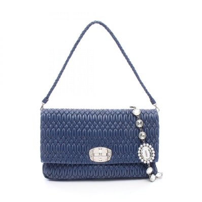 ミュウ ミュウ Miu Miu NAPPA CRYSTAL マテラッセ ショルダーバッグ バッグ レザー レディース ブルー系 RP0169 【中古】