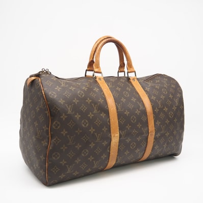 LOUIS VUITTON ルイ・ヴィトン モノグラム キーポル50 M41426 ボストンバッグ ブラウン コーティングキャンバス レザー メンズ