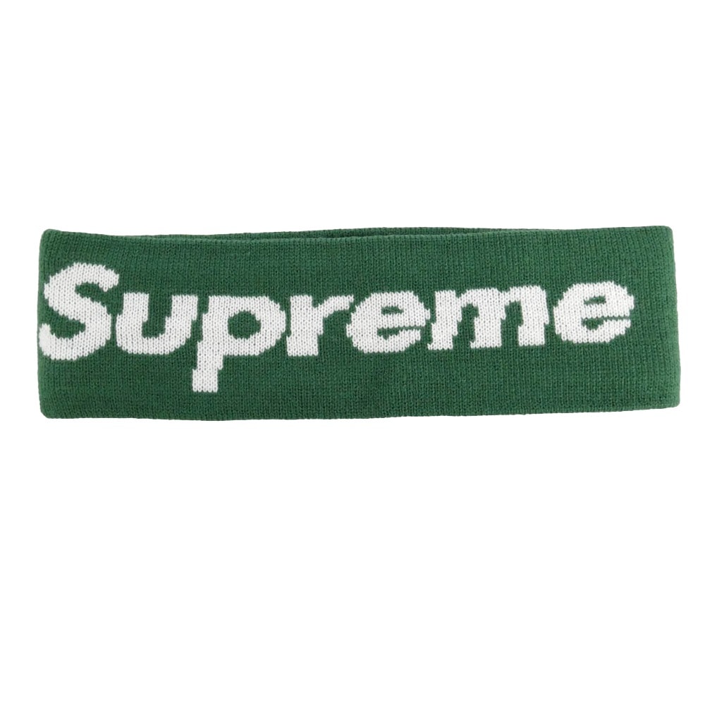 Supreme シュプリーム × NEW ERA ニューエラ 18AW Big Logo Headband ビッグ ロゴ ヘアバンド ヘッドバンド グリーン系【美品】【中古】