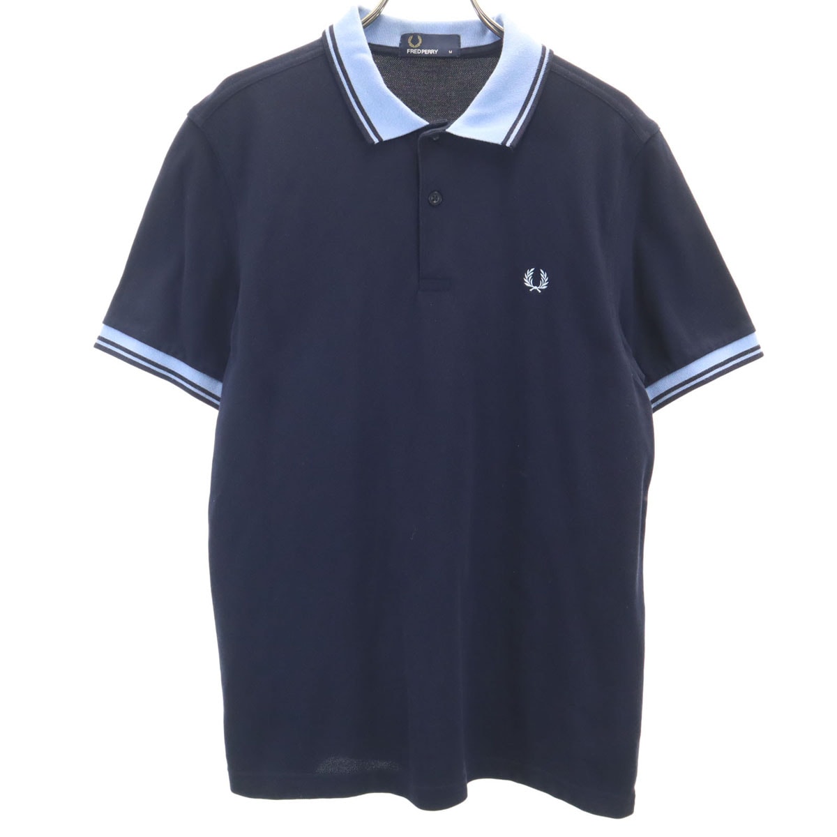 FRED PERRY フレッドペリー 半袖 ポロシャツ M ネイビー 鹿の子