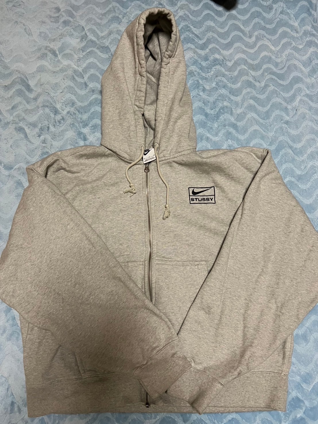 Stussy x Nike Fleece Zip Hoodie "Grey Heather" (US Size) FJ9181-050