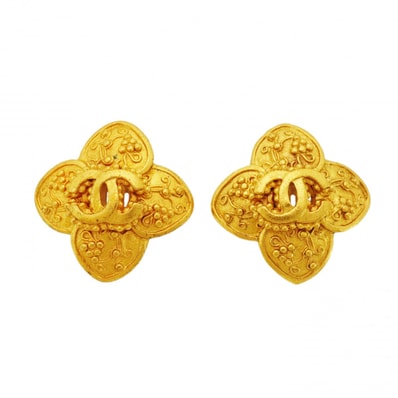 ★最終価格★SALE【6jcb0593-k】シャネル イヤリング ヴィンテージ ココマーク フラワーモチーフ GPメッキ ゴールド【中古】レディース