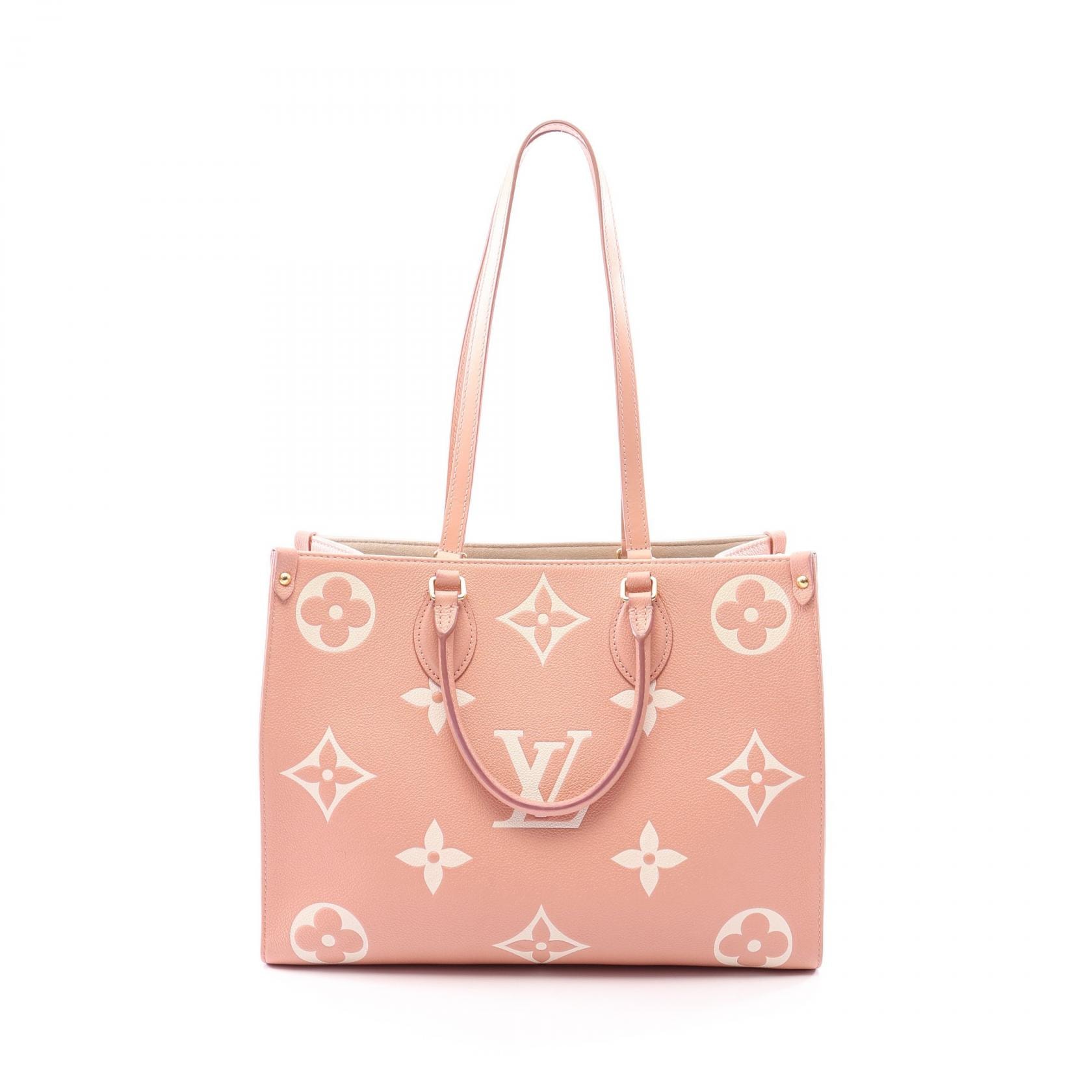 ルイ・ヴィトン LOUIS VUITTON オンザゴーMM トートバッグ バッグ レザー モノグラム・アンプラント ローズトリアノン レディース ピンク系 / ホワイト系 M46286 【中古】