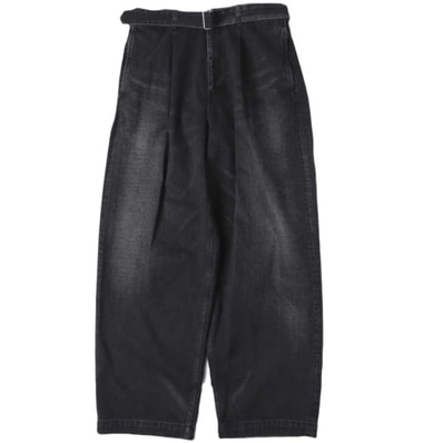 新品 Graphpaper グラフペーパー 25SS 日本製 SELVAGE DENIM BELTED PANTS サルベージデニムベルテッドパンツ GU251-40192DB 2 BLACK DARK FADE ジップフライ ジーンズ ボトムス g27083