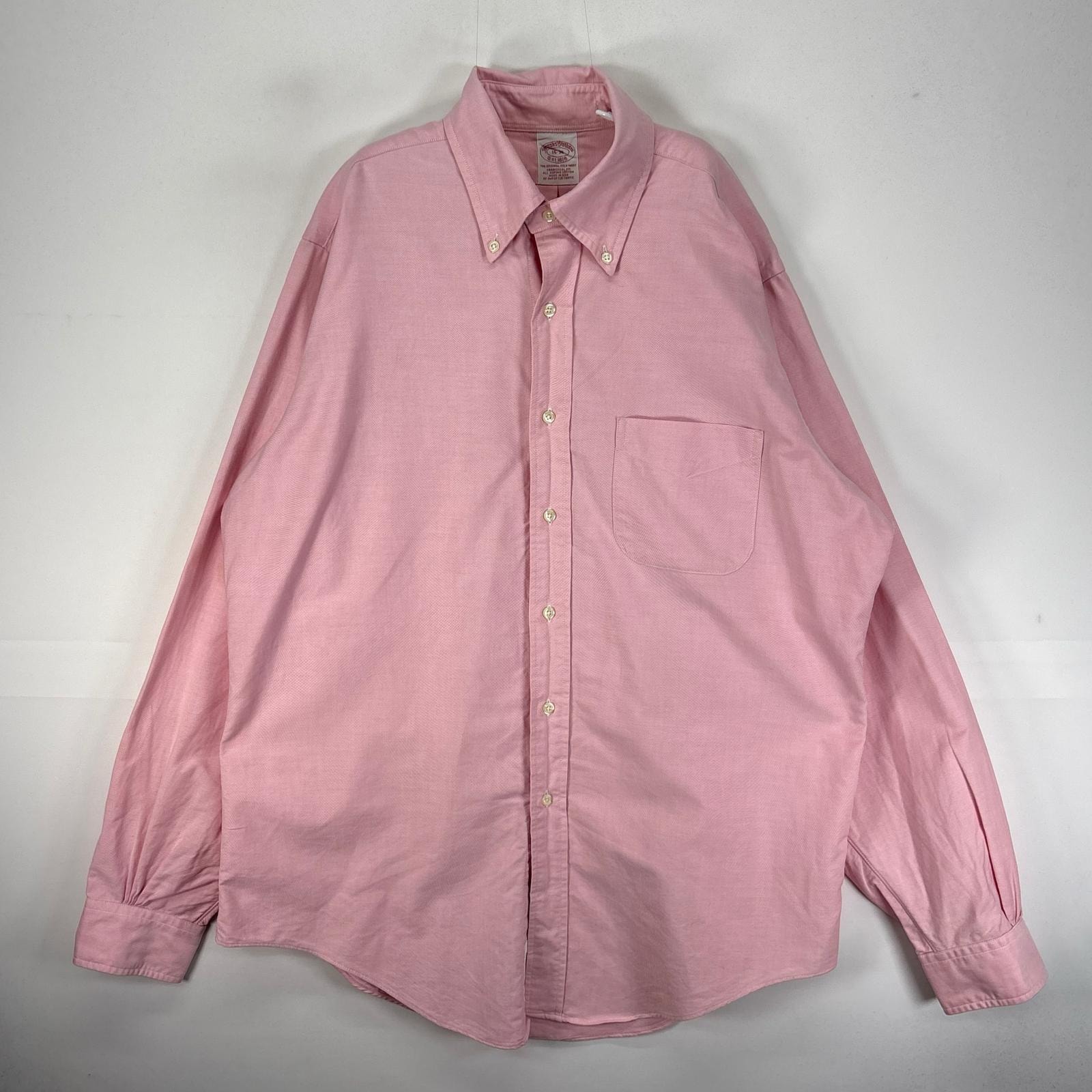 古着 ブルックスブラザーズ Brooks Brothers 長袖シャツ ボタンダウン L  ピンク系 無地 メンズ