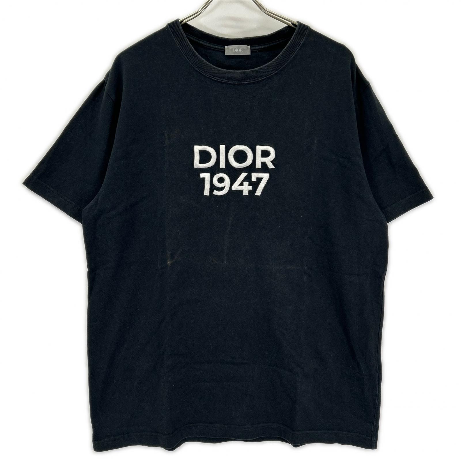 ディオールオム 24SS 413J696F0554 ブラック コットン ロゴ Tシャツ XL