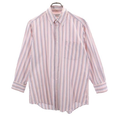 LANVIN ランバン 日本製 ストライプ 長袖 ボタンダウンシャツ ピンク系