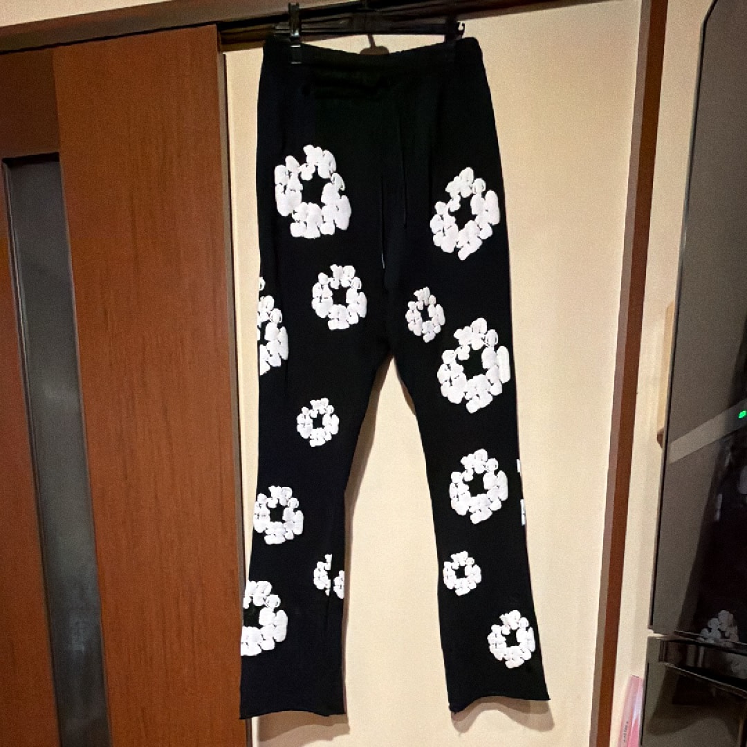 READYMADE x Denim Tears Cotton Wreath Sweat Pants "Black/White"