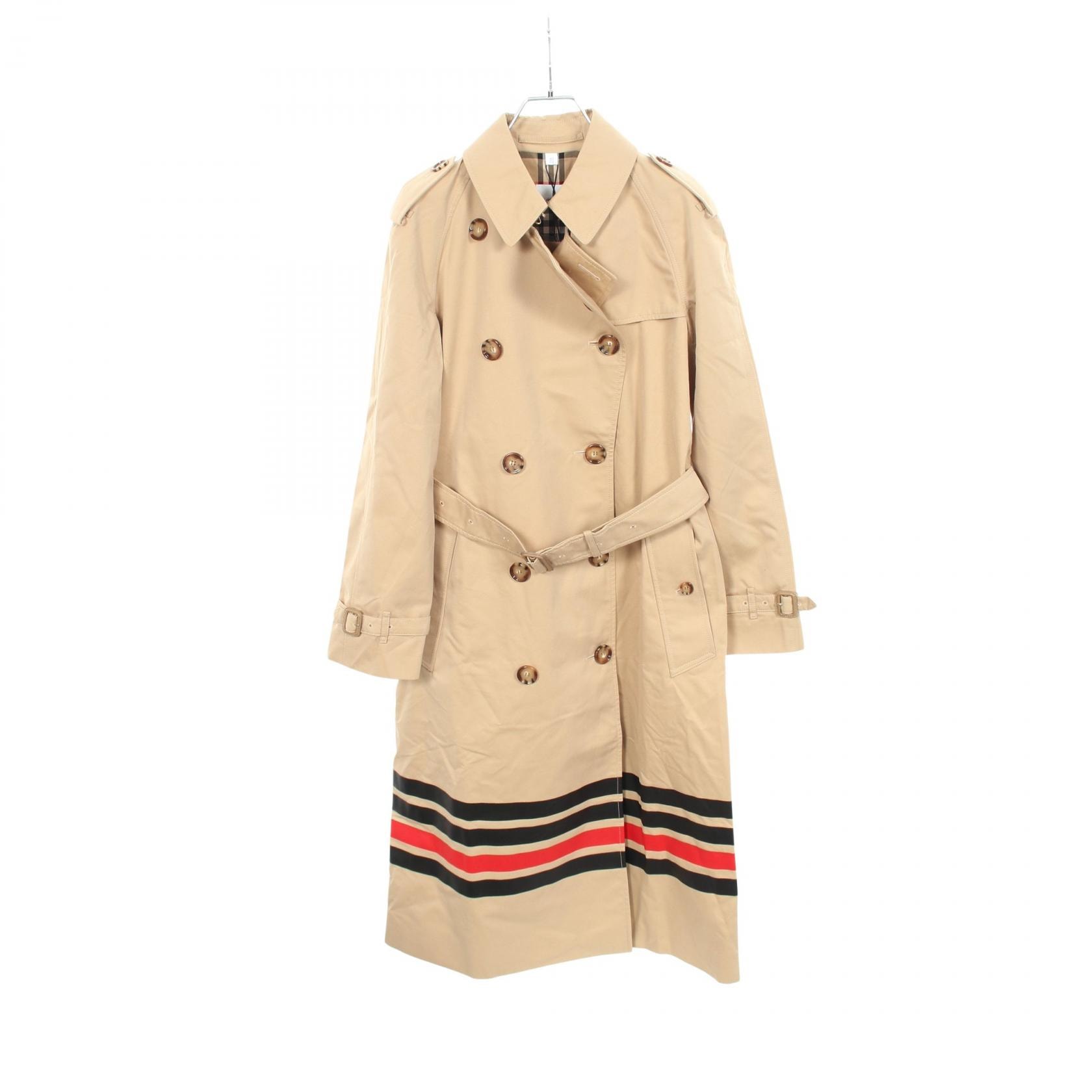 バーバリー BURBERRY バーバリーストライプ トレンチコート 衣料品 アウター コットン レザー レディース ベージュ系 【中古】