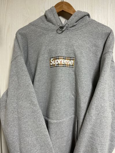 Supreme / Burberry Box Logo Hooded Sweatshirt "Heather Grey"