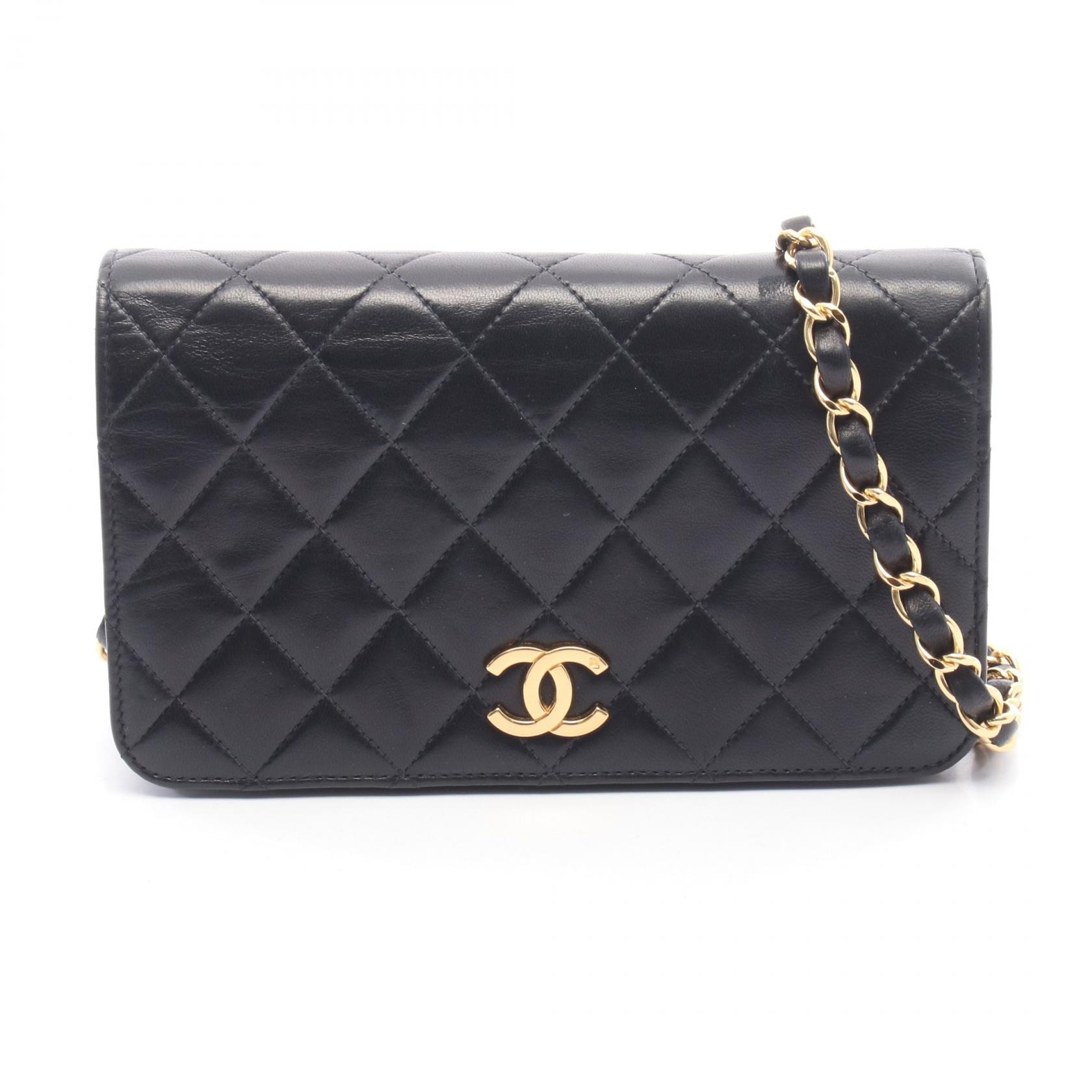 シャネル CHANEL ミニマトラッセ フルフラップ ショルダーバッグ バッグ ラムスキン(羊革) レディース ブラック系 【中古】