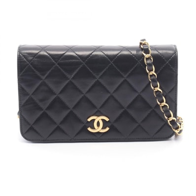 シャネル CHANEL ミニマトラッセ フルフラップ ショルダーバッグ バッグ ラムスキン(羊革) レディース ブラック系 【中古】