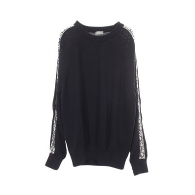 ディオール Dior オブリーク 長袖 ニット 衣料品 トップス コットン シルク メンズ ネイビー系 / ホワイト系 【中古】