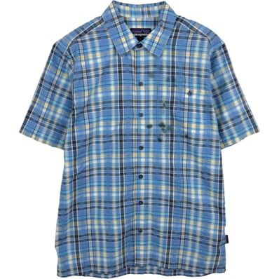 古着 パタゴニア Patagonia パッカーウェアシャツ 53004SP18 チェック柄 シアサッカー 半袖 ポリコットンシャツ メンズS相当/eaa626425