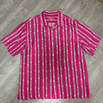 Supreme Old English Stripe Silk S/S Shirt "Magenta"