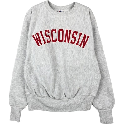 古着 90年代 チャンピオン Champion AUTHENTIC ATHLETIC APPAREL WISCONSIN ウィスコンシン大学 リバースウィーブ カレッジスウェットシャツ トレーナー メンズL相当 ヴィンテージ/eaa671919