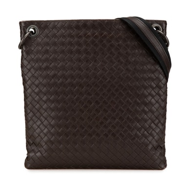 ボッテガヴェネタ イントレチャート 斜め掛け ショルダーバッグ 172736 ブラウン レザー メンズ BOTTEGAVENETA 【中古】