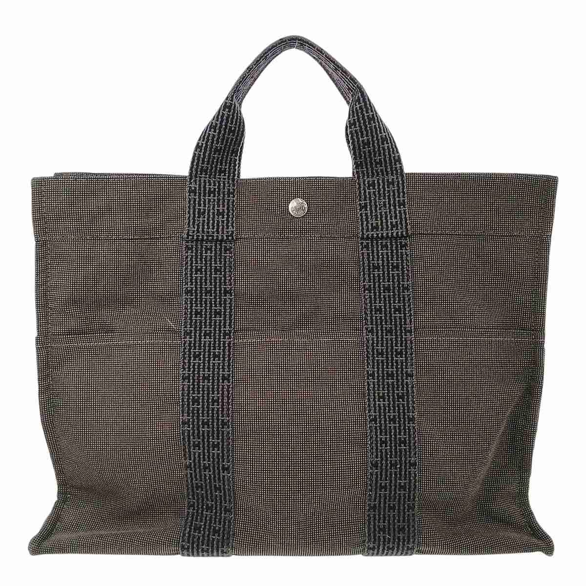 HERMES エルメス エールライン トートMM トートバッグ 100951M ブラック グレー  ユニセックス【中古】
