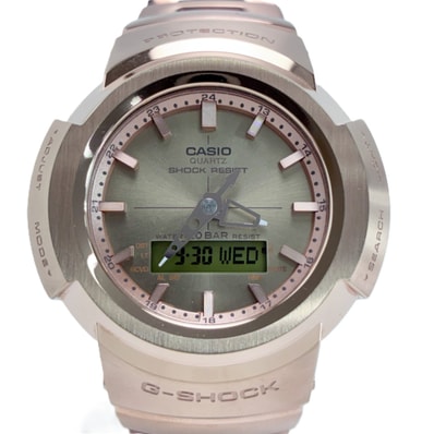 CASIO カシオ G-SHOCK ステンレススチール AWM-500GD-4AJF ピンクゴールド 腕時計 電波ソーラー・取説・コマ付