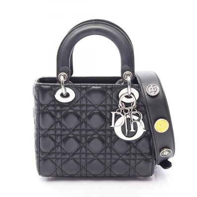 ディオール Dior LADY DIOR MY ABCDIOR レディディオール スモール カナージュ 2WAY ハンドバッグ バッグ レザー レディース ブラック系 【中古】