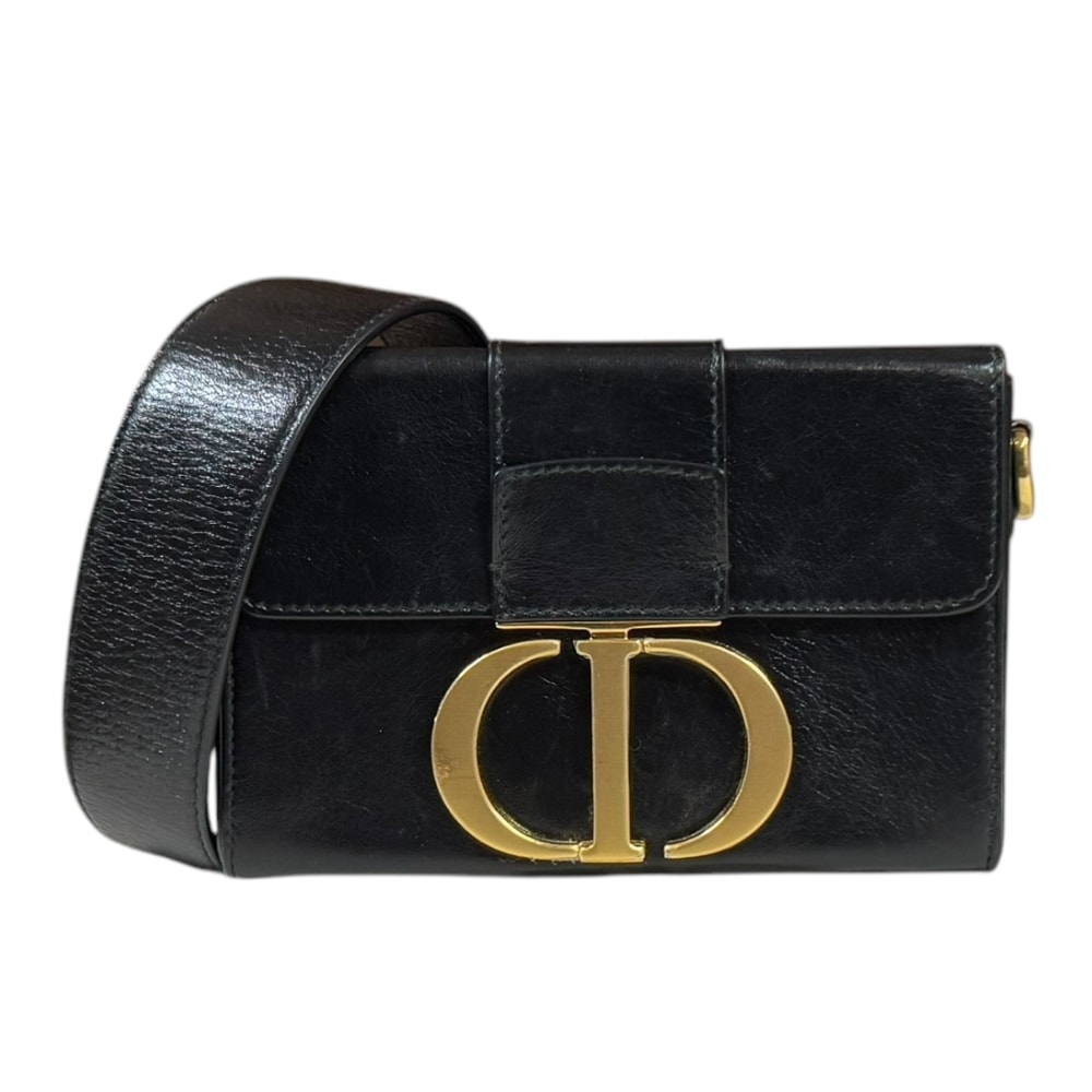 ディオール 30 モンテーニュ ショルダーバッグ レザー M9204UMPK ブラック レディース Dior  中古